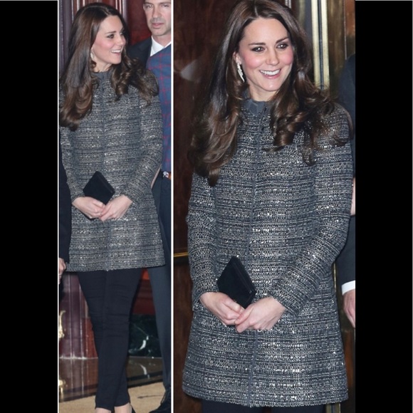 Grey boucle Tory Burch Bettina coat 4 - Picture 5 of 5